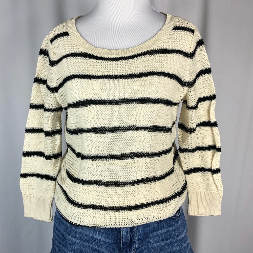 LOFT Open knit striped sweater
